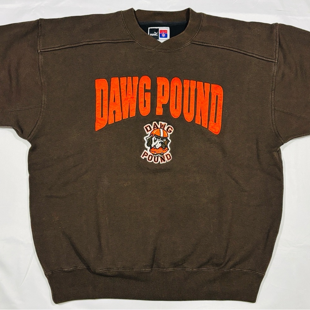 Vintage PUMA Cleveland Browns Dawg Pound Crewneck Sweater - Picture 3 of 8